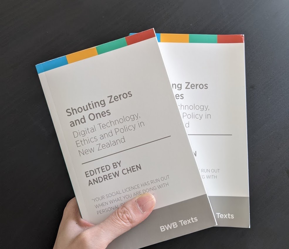 A photograph of the book, Shouting Zeros and Ones